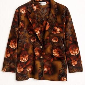 Vintage 90s Floral Jacket  Blazer  Maggie Sweet brown Grannycore vibes